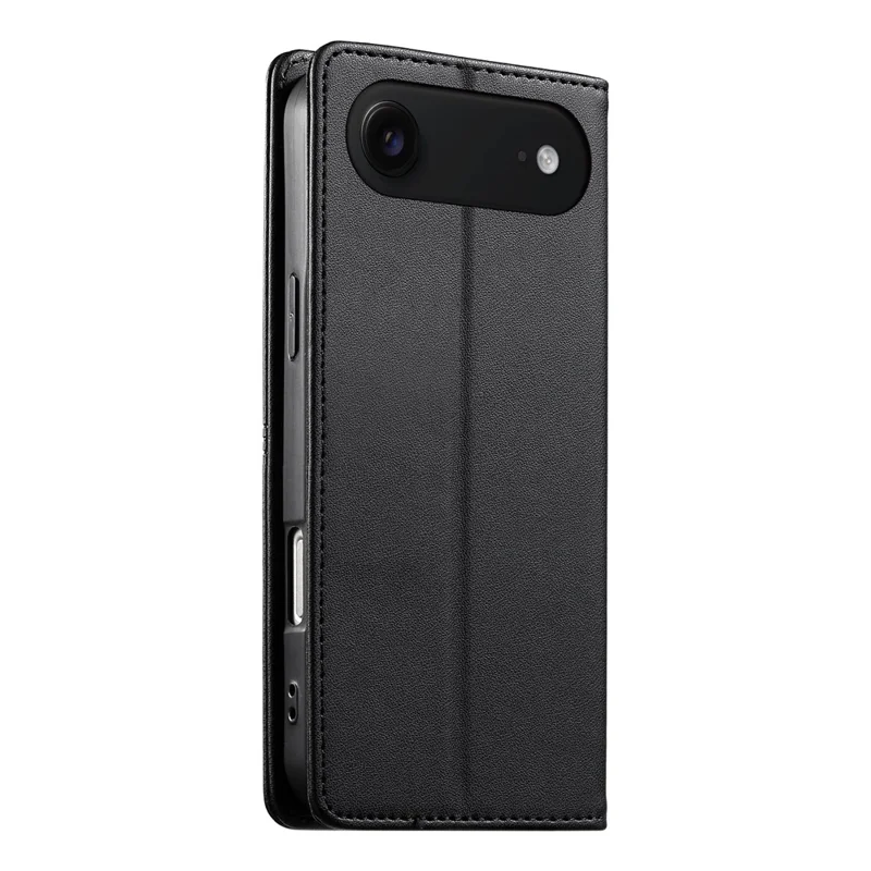 For iPhone Air Wallet Stand Case Line Splicing TPU PU Leather Phone Cover - Black