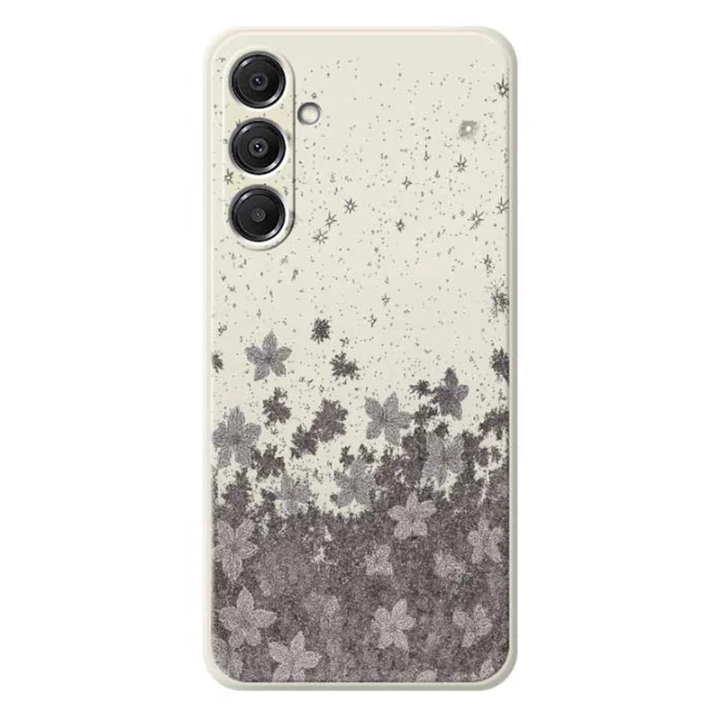 For Samsung Galaxy S26+ Case Grey Flowers Pattern Printing Straight Edge TPU Phone Back Cover - Beige