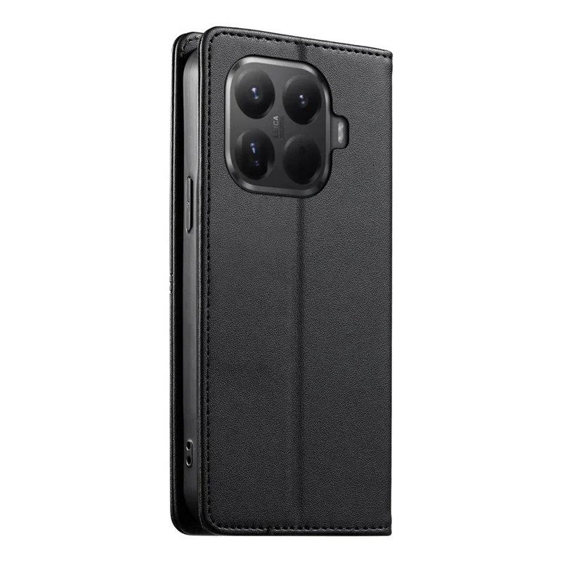 For Xiaomi 15T Pro Wallet Stand Case Line Splicing TPU PU Leather Phone Cover - Black