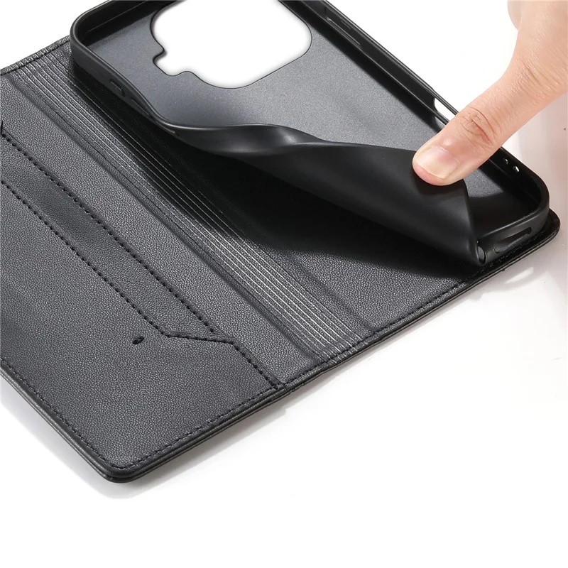 For Xiaomi 15T Pro Wallet Stand Case Line Splicing TPU PU Leather Phone Cover - Black