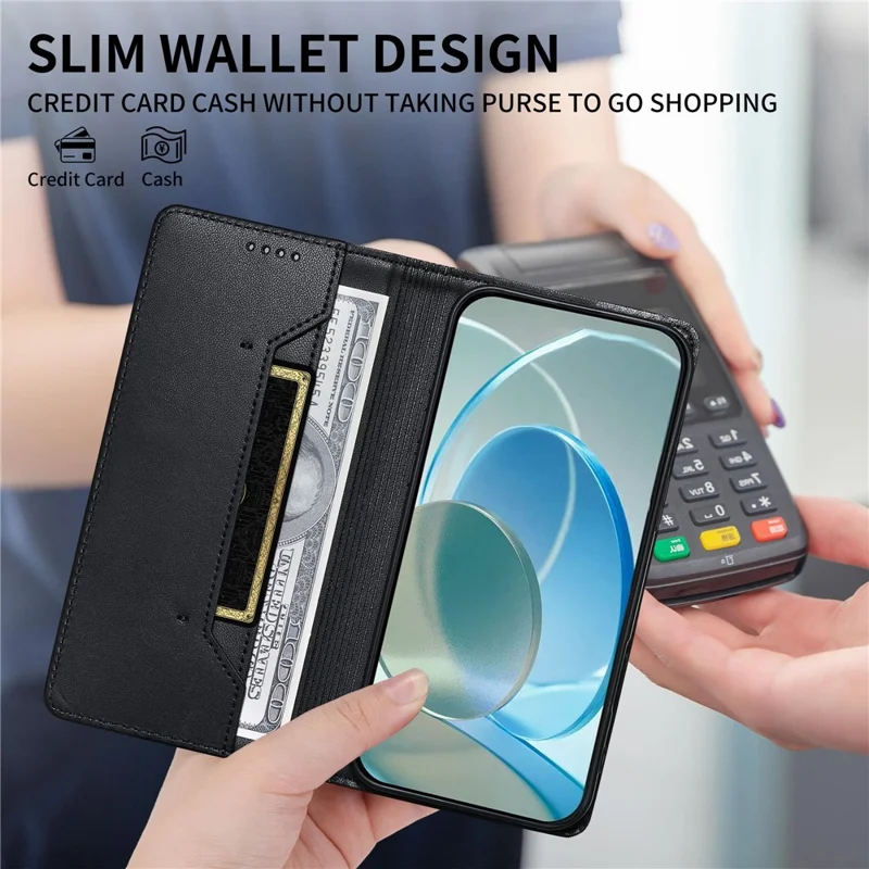 For Xiaomi 15 Ultra Wallet Stand Case Line Splicing TPU PU Leather Phone Cover - Black