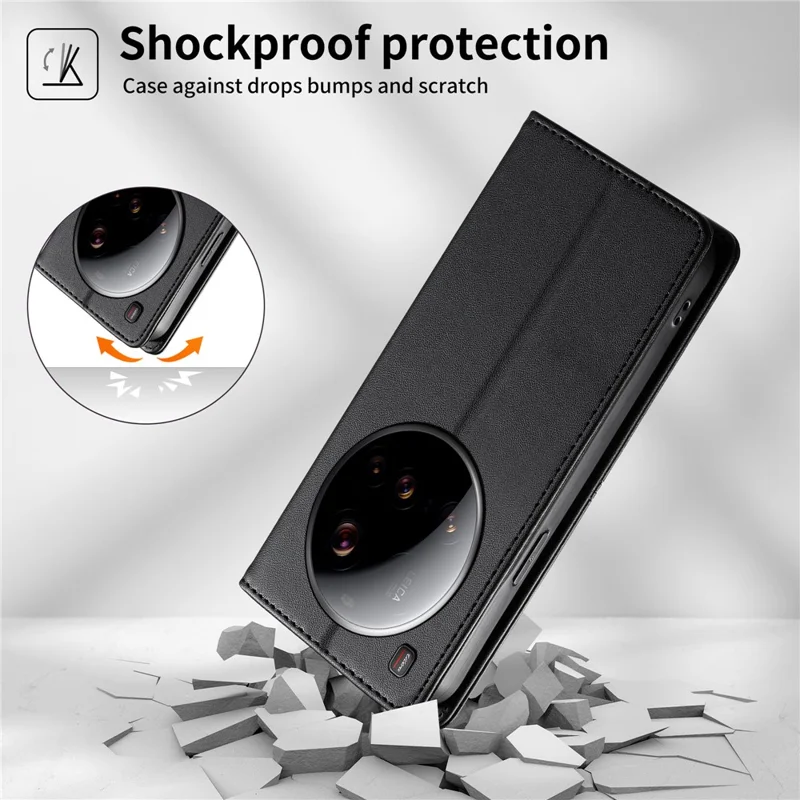 For Xiaomi 15 Ultra Wallet Stand Case Line Splicing TPU PU Leather Phone Cover - Black