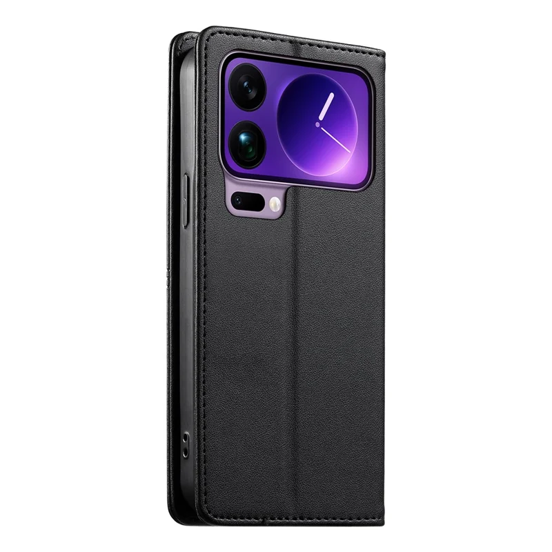 For Xiaomi 17 Pro Max Wallet Stand Case Line Splicing TPU PU Leather Phone Cover - Black