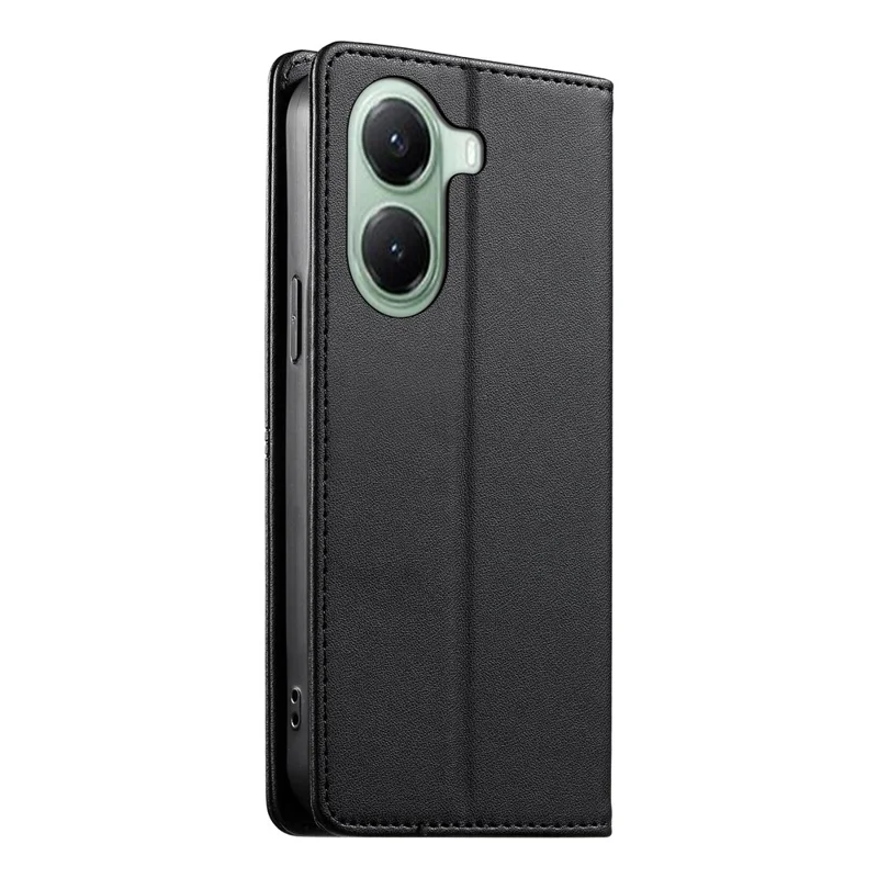 For Xiaomi Poco X7 Pro 5G  /  Redmi Turbo 4 5G Wallet Stand Case Line Splicing TPU PU Leather Phone Cover - Black