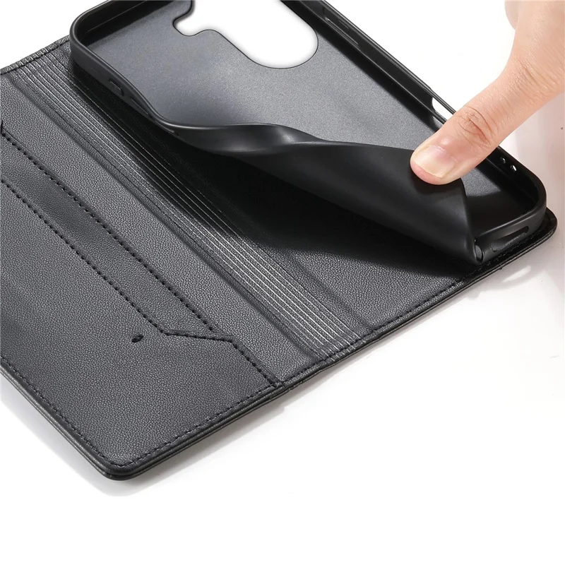 For Xiaomi Poco X7 Pro 5G  /  Redmi Turbo 4 5G Wallet Stand Case Line Splicing TPU PU Leather Phone Cover - Black