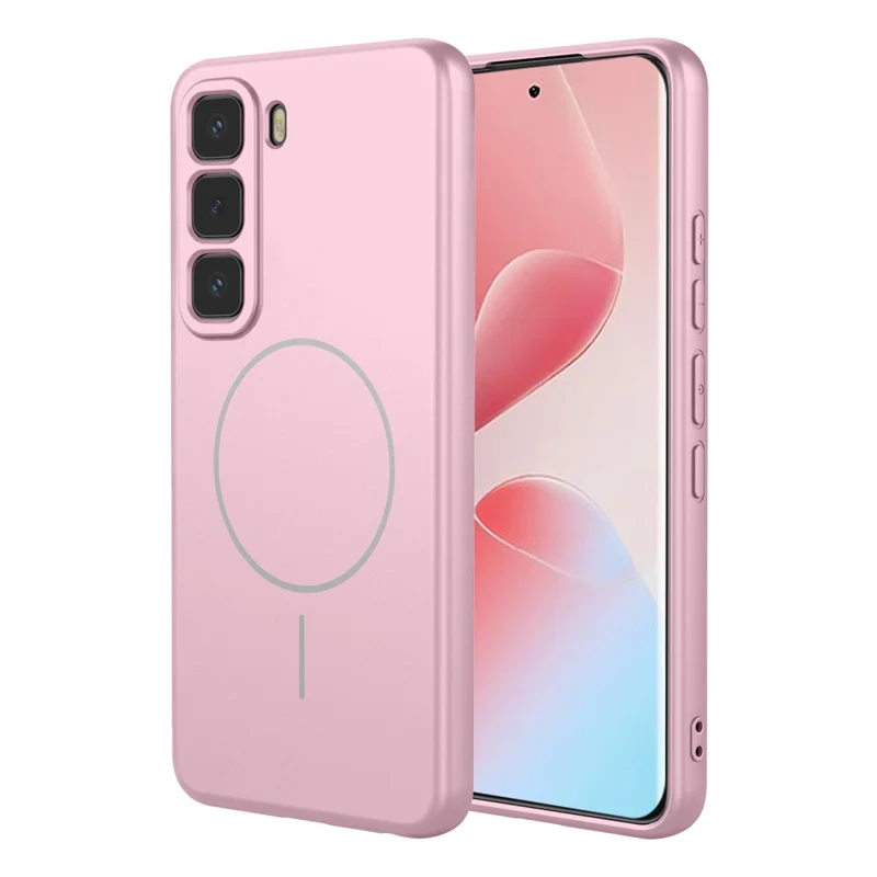For Infinix Hot 60 Pro 4G Magnetic Case Anti Drop Soft TPU Phone Back Cover - Pink