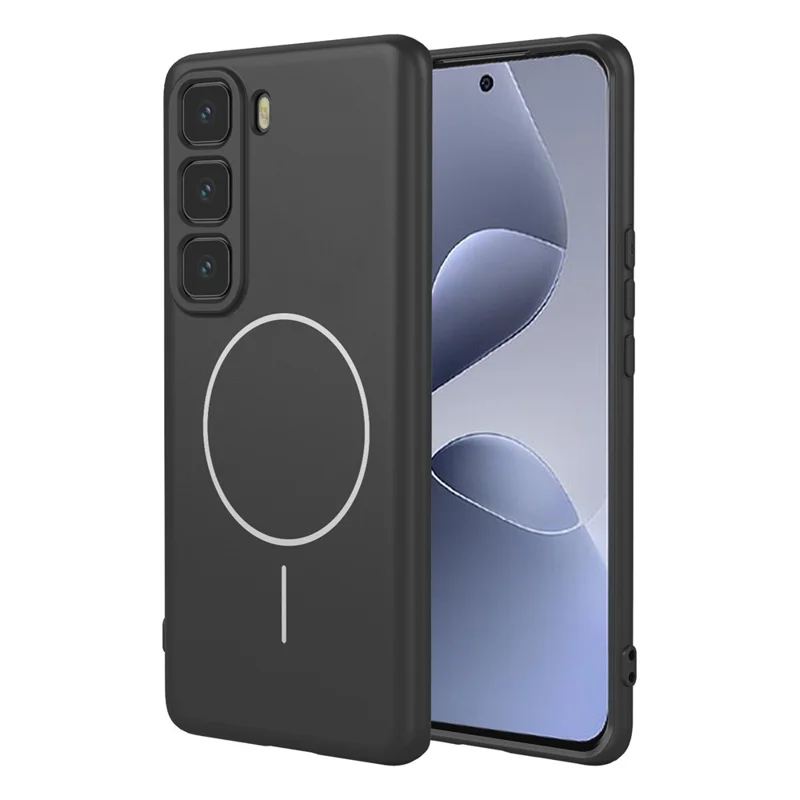 For Infinix Hot 60 Pro+ 4G Magnetic Case Anti Drop Soft TPU Phone Back Cover - Black