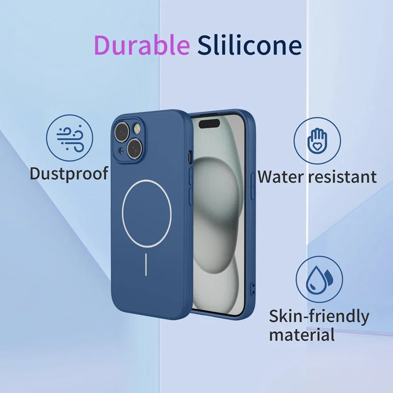 For iPhone 15 Magnetic Case Anti Drop Soft TPU Phone Back Cover Compatible with MagSafe - Blue