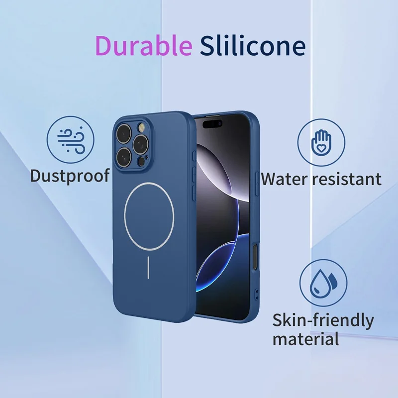 For iPhone 16 Pro Magnetic Case Anti Drop Soft TPU Phone Back Cover Compatible with MagSafe - Blue