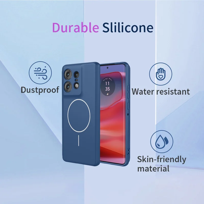 For Motorola Edge 50 Pro 5G Magnetic Case Anti Drop Soft TPU Phone Back Cover - Blue
