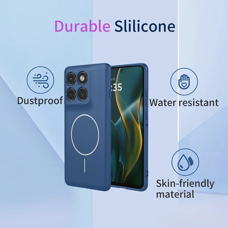 For Motorola Edge 60 Pro 5G Magnetic Case Anti Drop Soft TPU Phone Back Cover - Blue