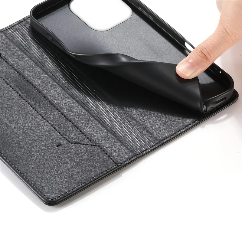 For Oppo Reno15 F 5G Wallet Stand Case Line Splicing TPU PU Leather Phone Cover - Black