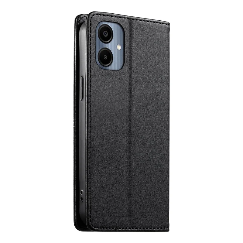 For Samsung Galaxy A07 4G Wallet Stand Case Line Splicing TPU PU Leather Phone Cover - Black