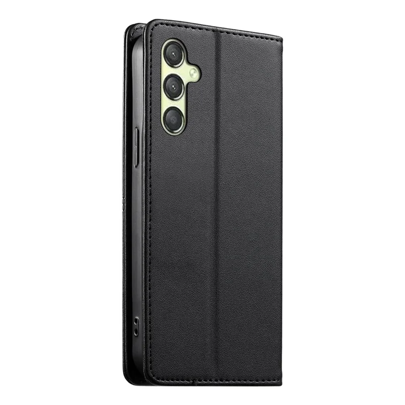 For Samsung Galaxy A25 5G (Global) (161mm) Wallet Stand Case Line Splicing TPU PU Leather Phone Cover - Black