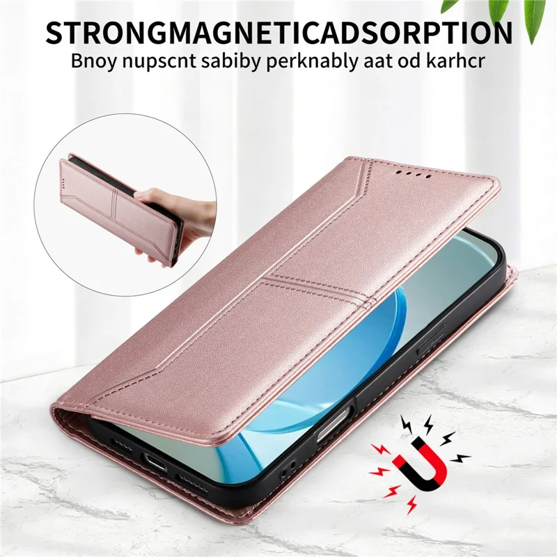 Phone Case For Samsung Galaxy A16 4G  /  A16 5G Wallet Stand Line Splicing TPU PU Leather Phone Cover - Pink
