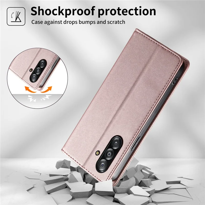 Phone Case For Samsung Galaxy A16 4G  /  A16 5G Wallet Stand Line Splicing TPU PU Leather Phone Cover - Pink