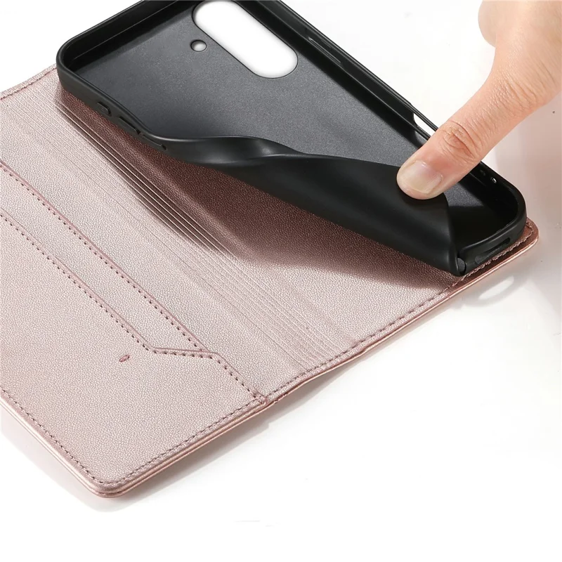 Phone Case For Samsung Galaxy A16 4G  /  A16 5G Wallet Stand Line Splicing TPU PU Leather Phone Cover - Pink