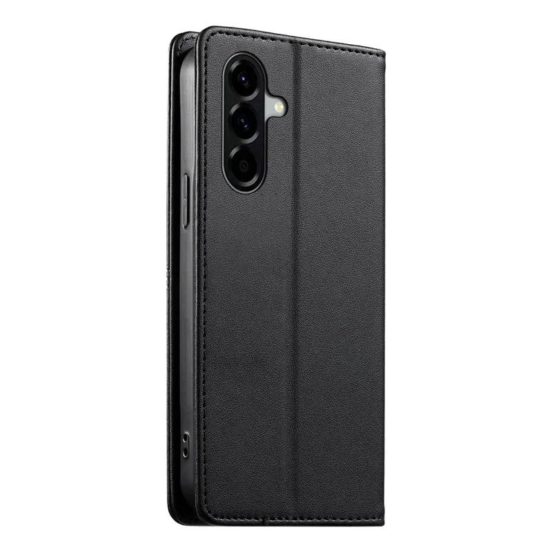 For Samsung Galaxy A57 5G Wallet Stand Case Line Splicing TPU PU Leather Phone Cover - Black