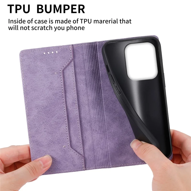 Bulk Purchasing Wallet Case For Xiaomi Redmi 15C 5G (EU) (173mm)  /  Redmi 15C 4G (EU) (173mm) RFID Blocking TPU PU Leather Phone Cover - Purple