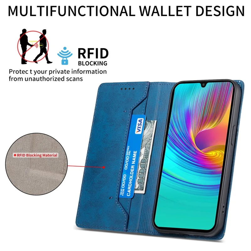 Bulk Purchasing Wallet Case For Samsung Galaxy A16 4G  /  A16 5G RFID Blocking TPU PU Leather Phone Cover - Blue