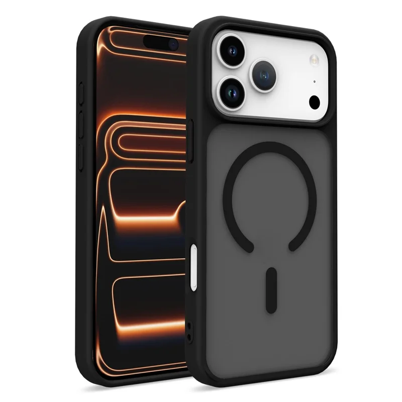 For iPhone 17 Pro Magnetic Case 2.0mm Skin-Touch TPU PC Shockproof Phone Cover Compatible with MagSafe - Black