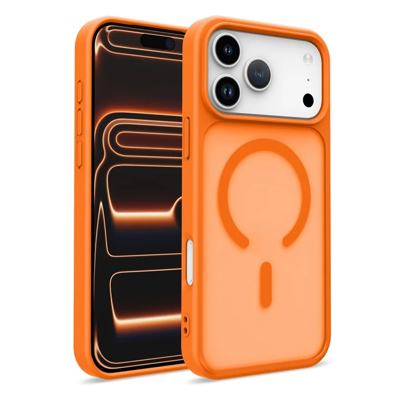 For iPhone 17 Pro Max Magnetic Case 2.0mm Skin-Touch TPU PC Shockproof Phone Cover Compatible with MagSafe - Orange
