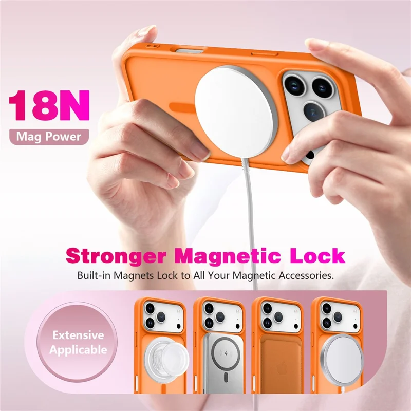 For iPhone 17 Pro Max Magnetic Case 2.0mm Skin-Touch TPU PC Shockproof Phone Cover Compatible with MagSafe - Orange