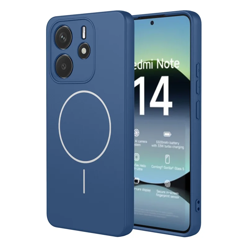 For Xiaomi Redmi Note 14 4G (164.84mm) Magnetic Case Anti Drop Soft TPU Phone Back Cover - Blue