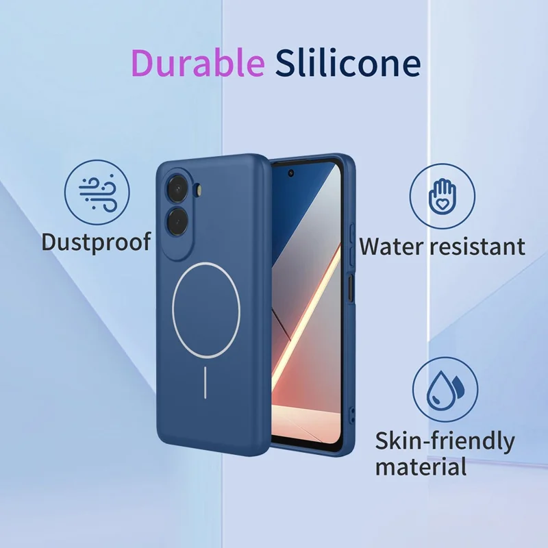 For Xiaomi Poco M7 4G (EU) (171mm) Magnetic Case Anti Drop Soft TPU Phone Back Cover - Blue