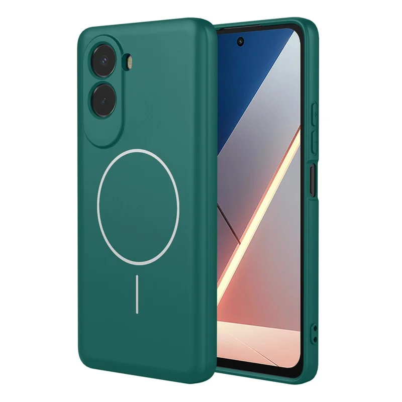 For Xiaomi Poco M7 4G (EU) (171mm) Magnetic Case Anti Drop Soft TPU Phone Back Cover - Blackish Green