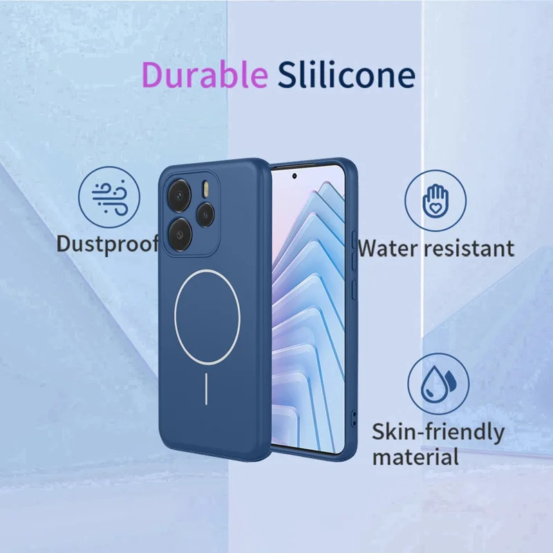 For Xiaomi Redmi Note 14 5G Magnetic Case Anti Drop Soft TPU Phone Back Cover - Blue