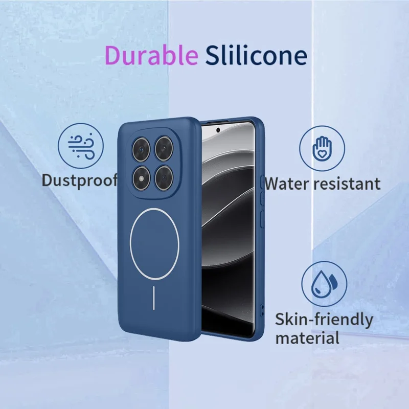 For Xiaomi Redmi Note 14 Pro+ 5G Magnetic Case Anti Drop Soft TPU Phone Back Cover - Blue