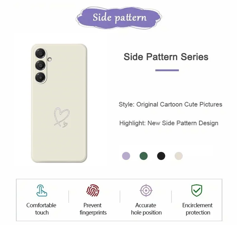 For Samsung Galaxy A57 5G Case White Love Pattern Printing Straight Edge TPU Phone Back Cover - Beige