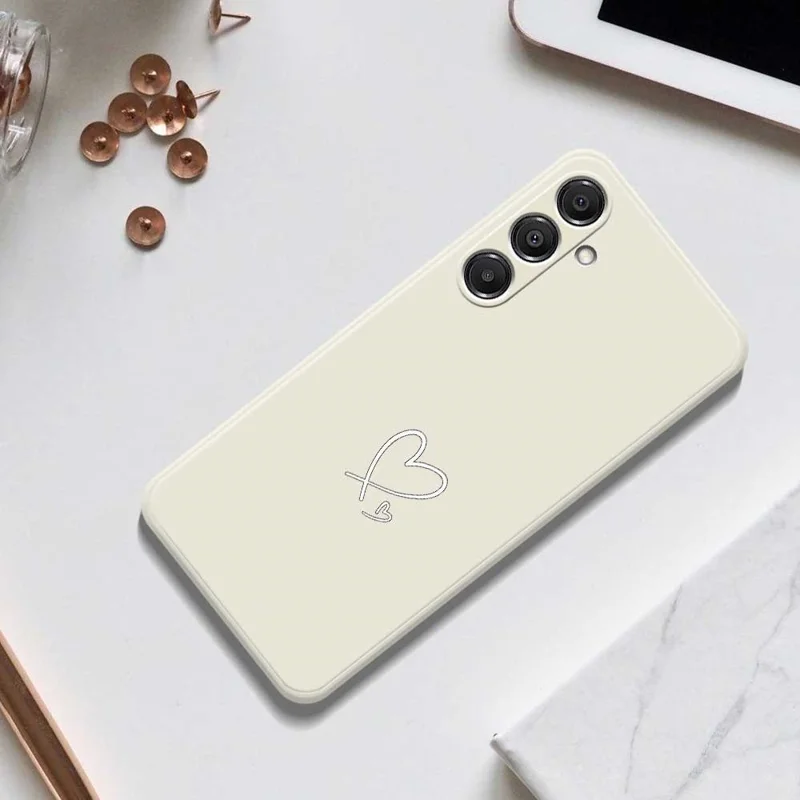 For Samsung Galaxy A57 5G Case White Love Pattern Printing Straight Edge TPU Phone Back Cover - Beige