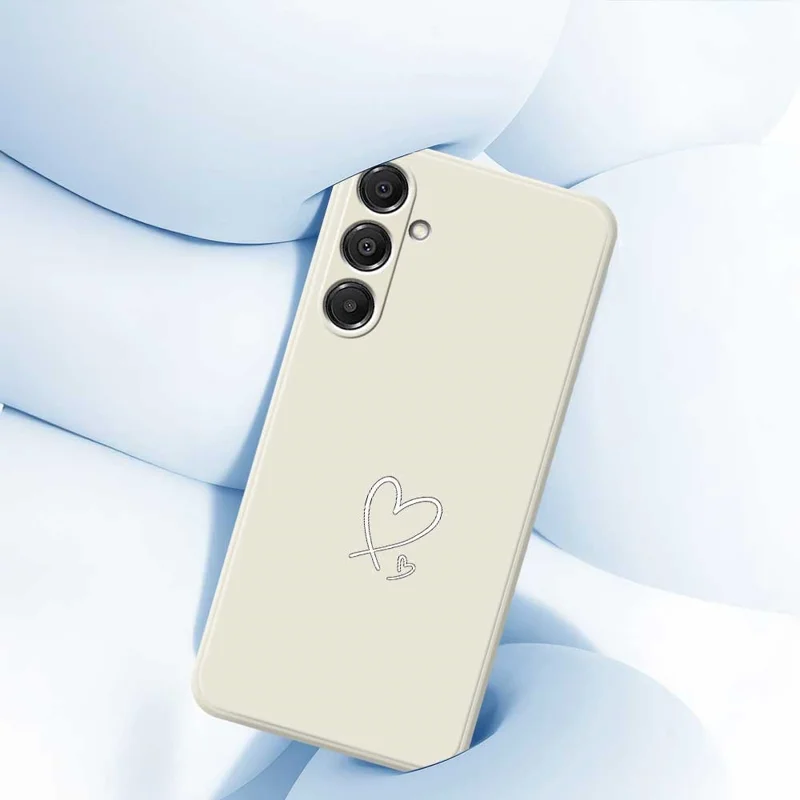 For Samsung Galaxy S26+ Case White Love Pattern Printing Straight Edge TPU Phone Back Cover - Beige