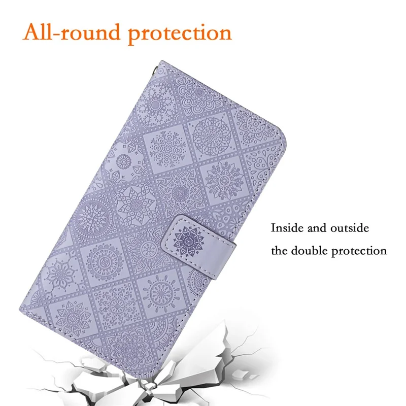 For Xiaomi Redmi Note 15 4G (Global) Case Leather Case Ethnic Style Wallet Phone Cover with Strap - Purple