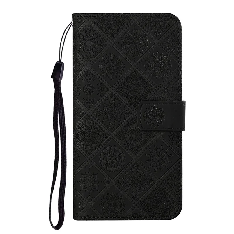 For Xiaomi Redmi Note 15 4G (Global) Case Leather Case Ethnic Style Wallet Phone Cover with Strap - Black