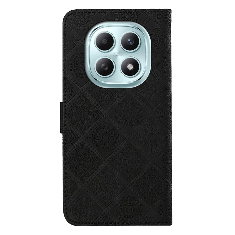 For Xiaomi Redmi Note 15 4G (Global) Case Leather Case Ethnic Style Wallet Phone Cover with Strap - Black