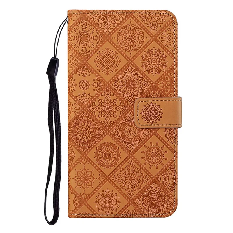 For Xiaomi Redmi Note 15 Pro 4G (Global) Case Leather Case Ethnic Style Wallet Phone Cover with Strap - Brown