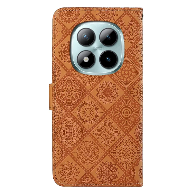 For Xiaomi Redmi Note 15 Pro 4G (Global) Case Leather Case Ethnic Style Wallet Phone Cover with Strap - Brown