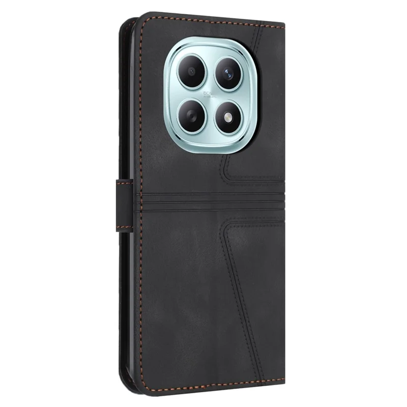 For Xiaomi Redmi Note 15 4G (Global) Case Triangle Imprinted Anti-Scratch PU Leather Phone Wallet Cover - Black