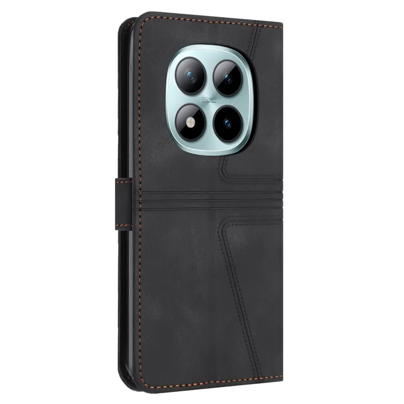 For Xiaomi Redmi Note 15 Pro 4G (Global) Case Triangle Imprinted Anti-Scratch PU Leather Phone Wallet Cover - Black