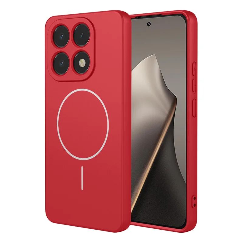 For Xiaomi 15T Magnetic Case Anti Drop Soft TPU Phone Back Cover - Red
