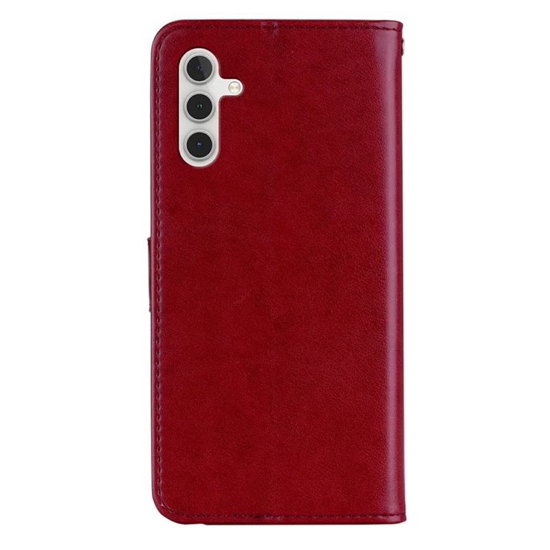 For Samsung Galaxy A57 5G Case Owl Flower Imprinted Leather Cover Wallet with Strap - Red