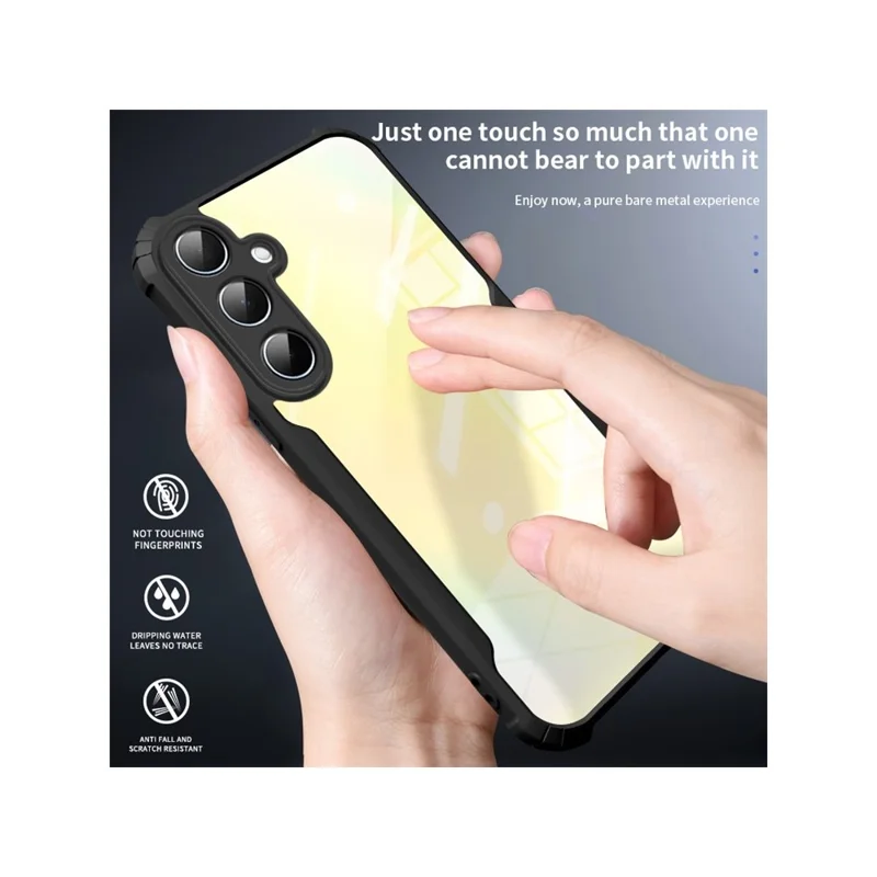 For Samsung Galaxy A37 5G Case Reinforced Corners TPU + Acrylic Clear Phone Cover - Black