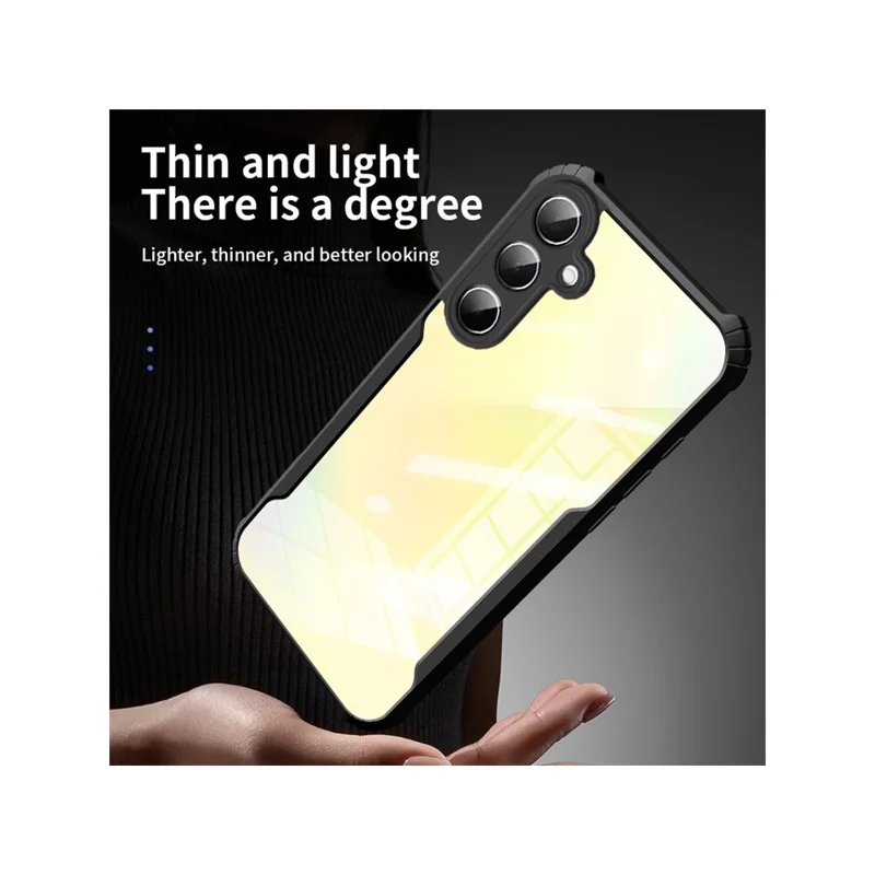 For Samsung Galaxy A37 5G Case Reinforced Corners TPU + Acrylic Clear Phone Cover - Black