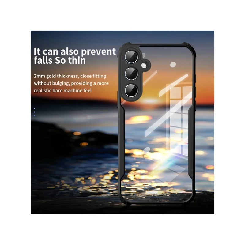 For Samsung Galaxy A37 5G Case Reinforced Corners TPU + Acrylic Clear Phone Cover - Black