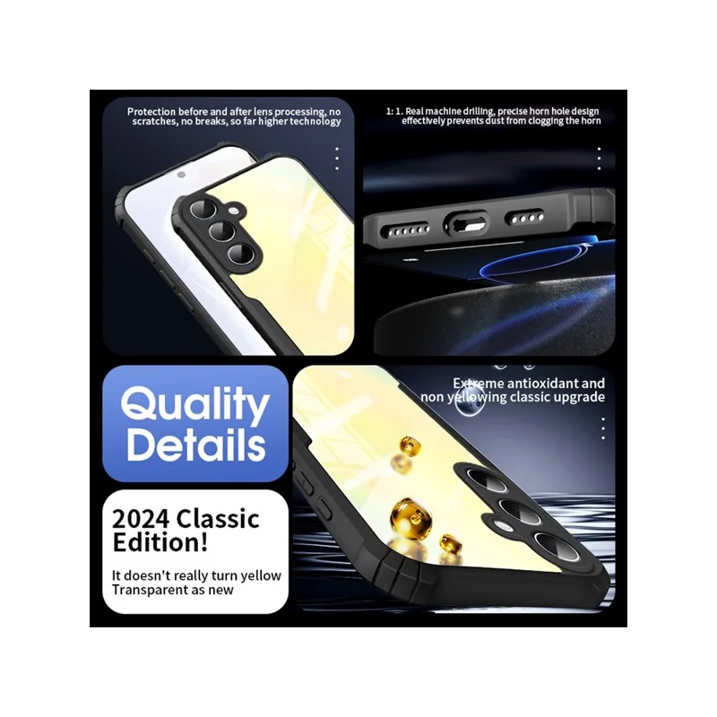 For Samsung Galaxy S26+ Case Reinforced Corners TPU + Acrylic Clear Phone Cover - Black