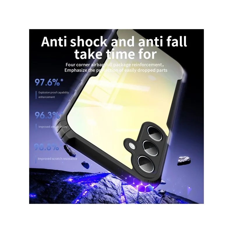 For Samsung Galaxy S26+ Case Reinforced Corners TPU + Acrylic Clear Phone Cover - Black