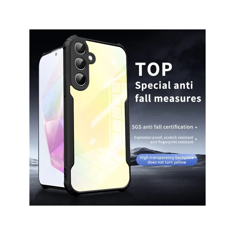 For Samsung Galaxy S26+ Case Reinforced Corners TPU + Acrylic Clear Phone Cover - Black